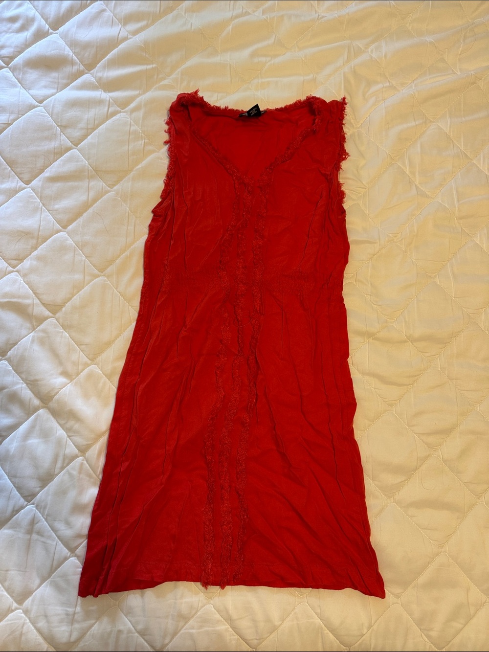 Angie Bright Red Lace-Edged Tank